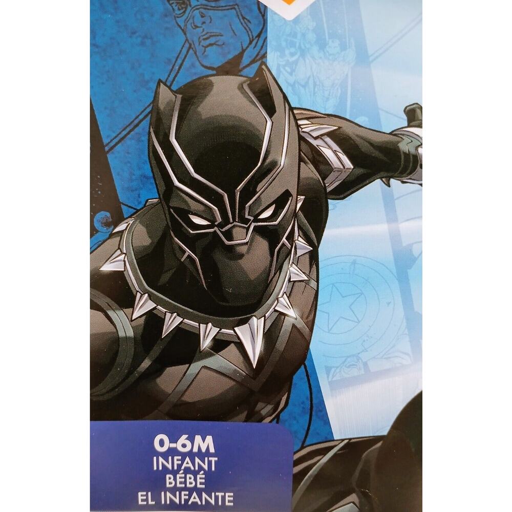 MARVEL Black Panther Costume Infant Sz 0-6 Mo 3 Pc Set NON-SLIP BOOTIE Halloween - Picture 12 of 15